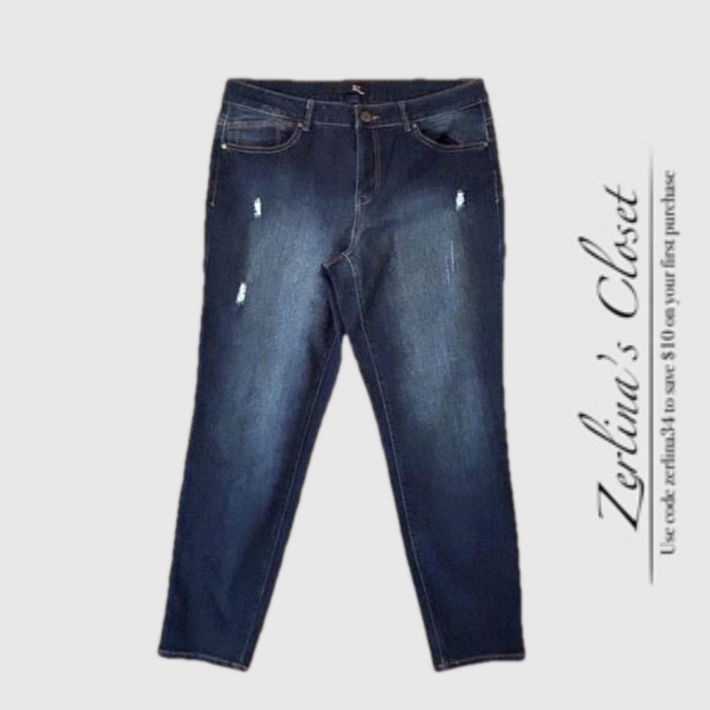 1822 Distressed Medium Wash Skinny Stretch Jeans 16